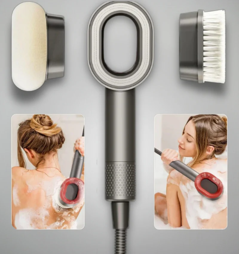 Coffret PEAU DOUCE Pommeau de douche rose design avec filtre acf + brosse + éponge