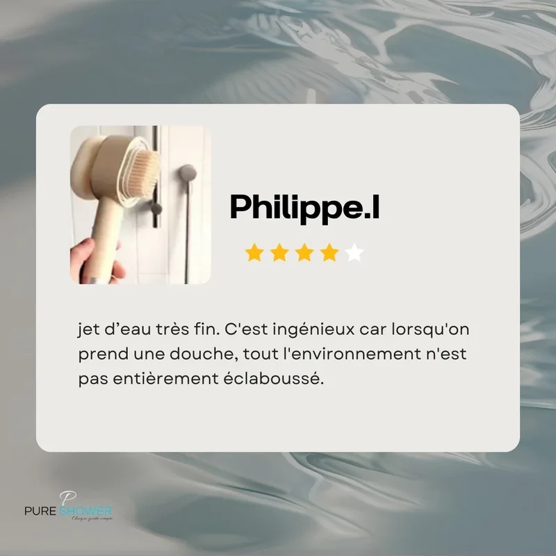 Coffret PEAU DOUCE Pommeau de douche rose design avec filtre acf + brosse + éponge
