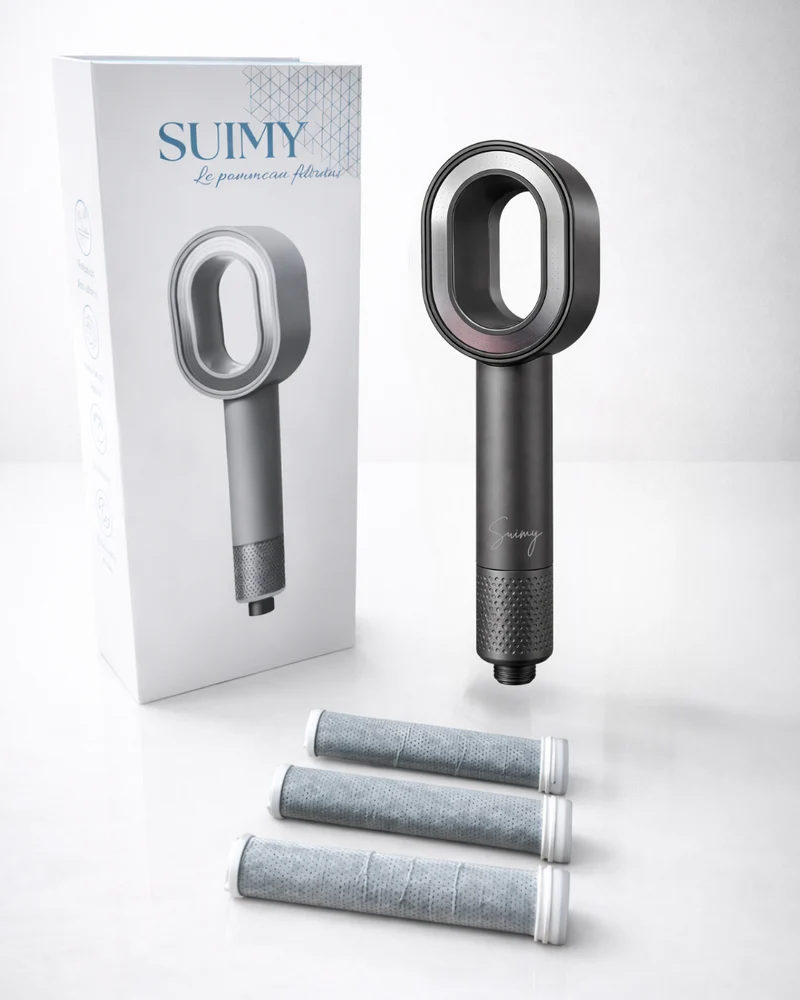 PACK Infinity Gris – 1 pommeau filtrant + 3 filtres ACF anti-chlore et anti-calcaire