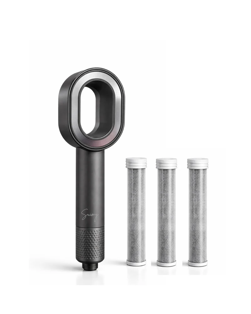 PACK Infinity Gris – 1 pommeau filtrant + 3 filtres ACF anti-chlore et anti-calcaire