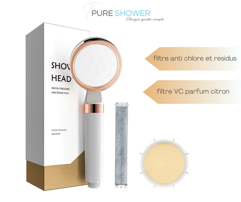 Pommeau LUXURY filtre parfumé anti calcaire et chlore intégré