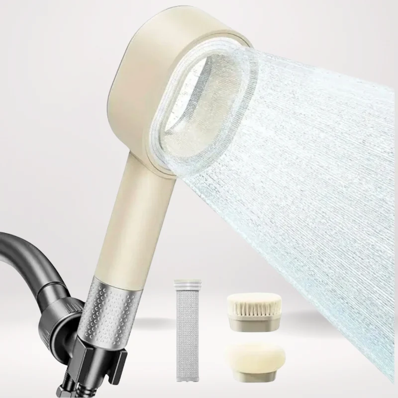 Coffret PEAU DOUCE pommeau de douche haute pression avec filtre ACF + brosse + éponge