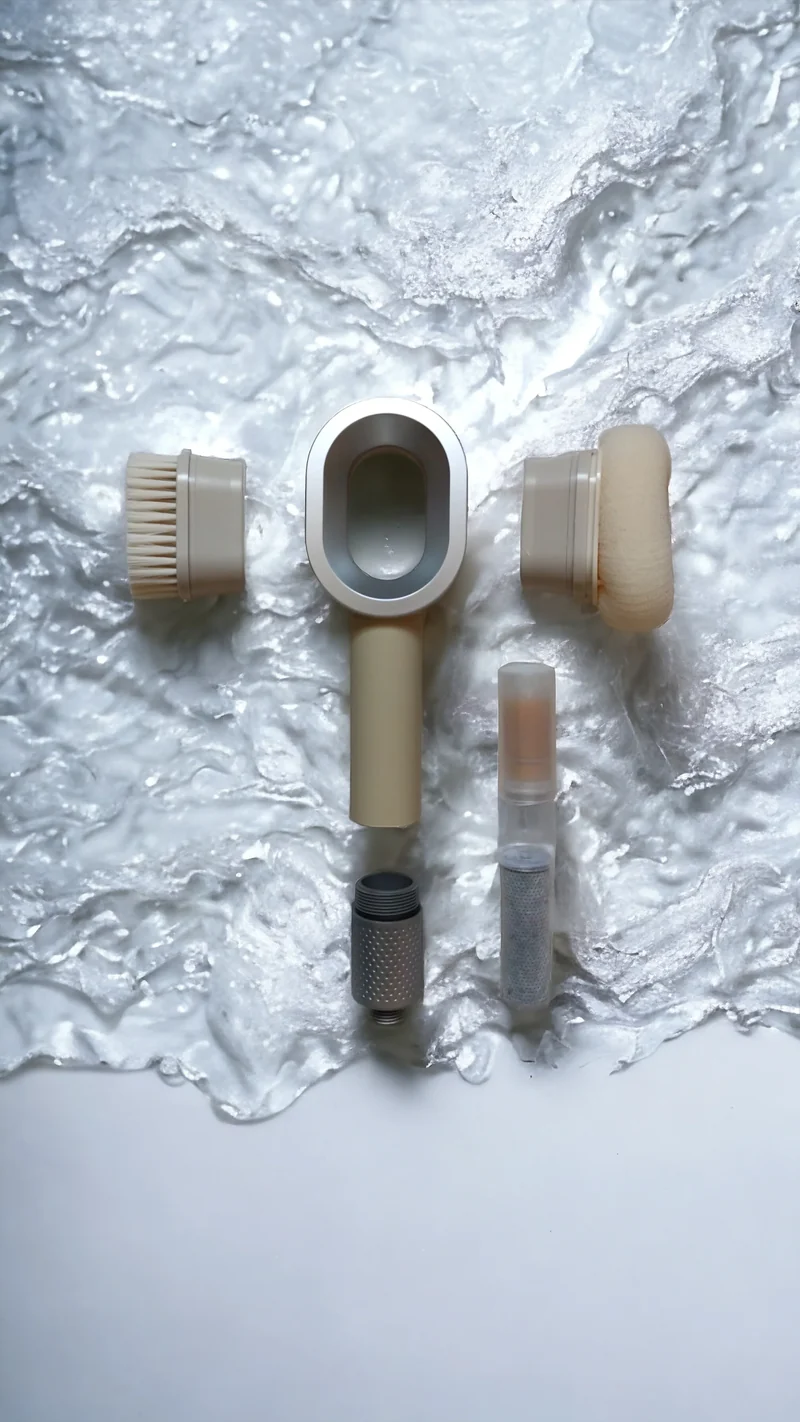 Coffret PEAU DOUCE pommeau de douche haute pression avec filtre ACF + brosse + éponge
