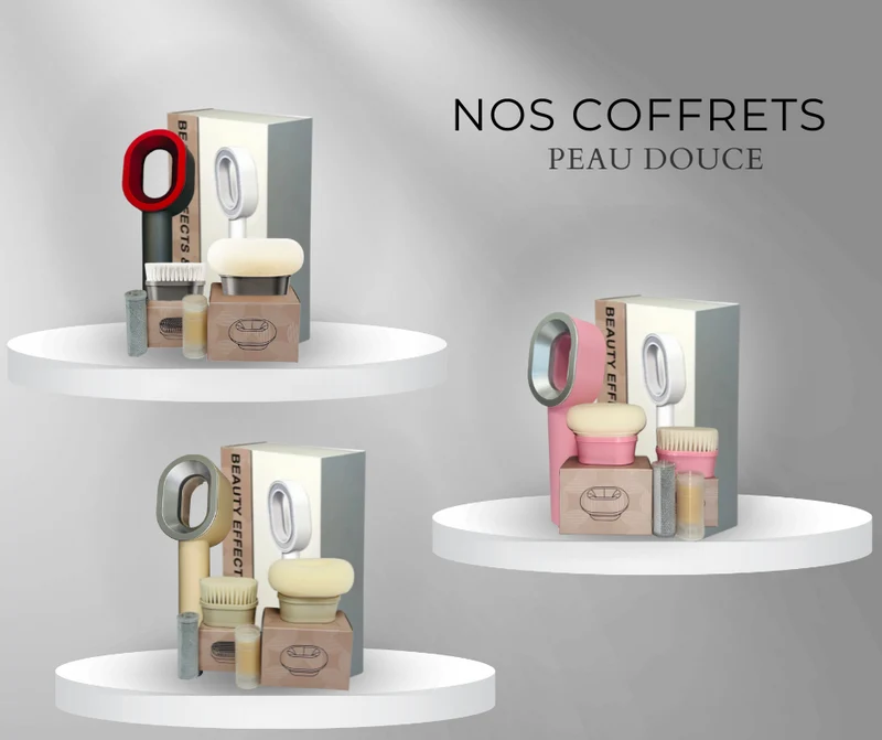 Coffret PEAU DOUCE pommeau de douche haute pression avec filtre ACF + brosse + éponge