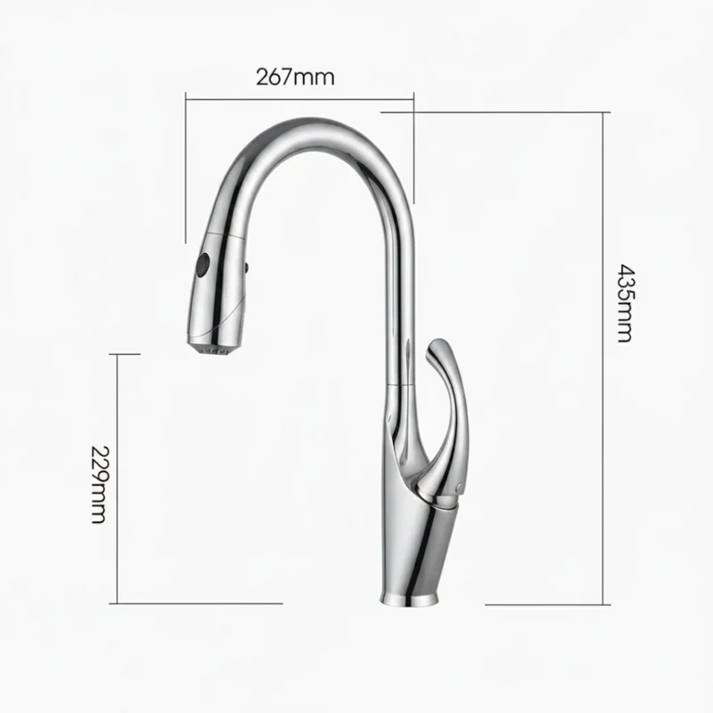 Robinet évier cuisine tactile automatique design flexible douchette - Argenté - Laiton