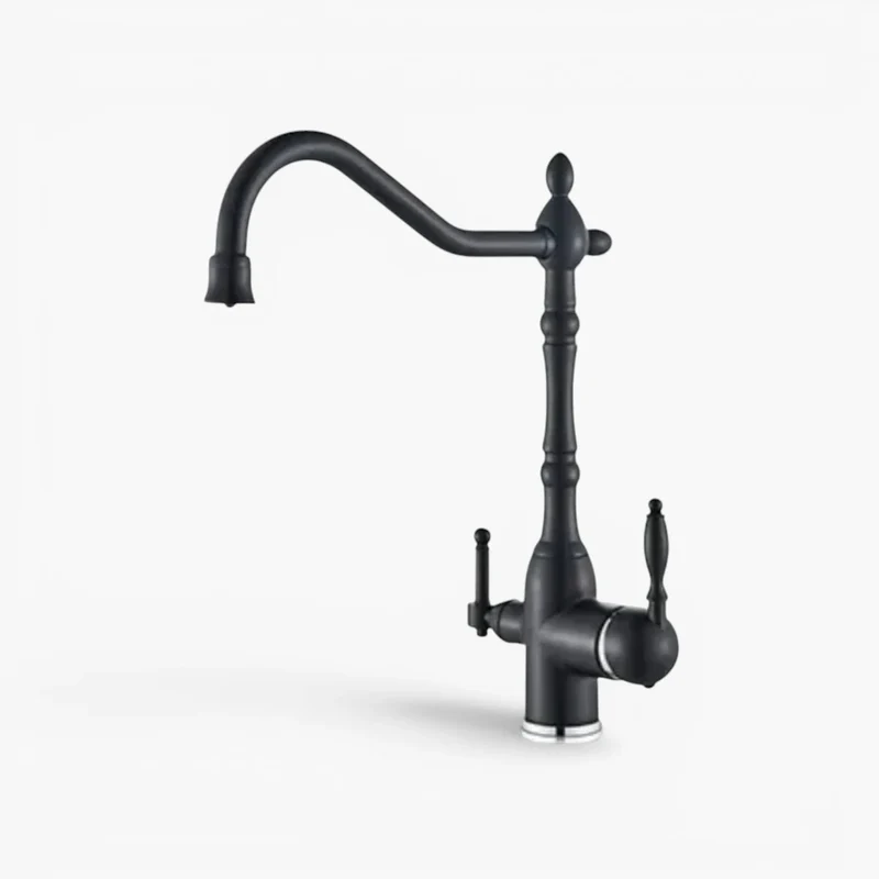 Robinet évier cuisine rétro mitigeur purificateur d'eau - Noir - Laiton