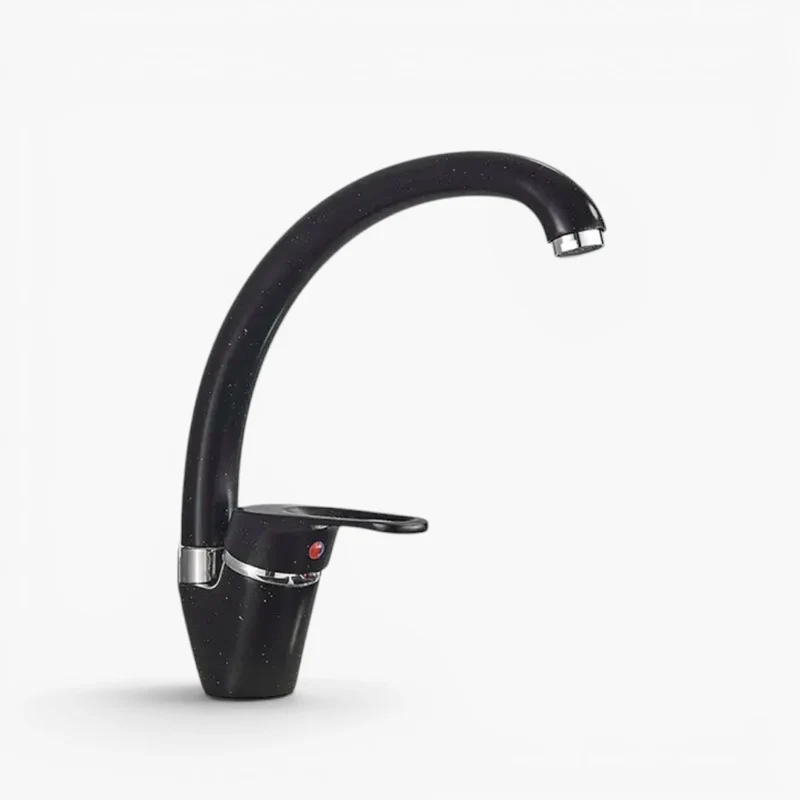 Robinet évier de cuisine arrondi mitigeur tacheté - Noir - Laiton