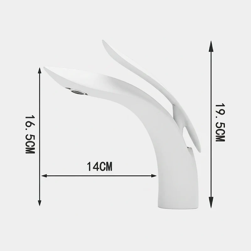 Robinet lavabo salle de bain mitigeur design arrondi - Blanc - Laiton