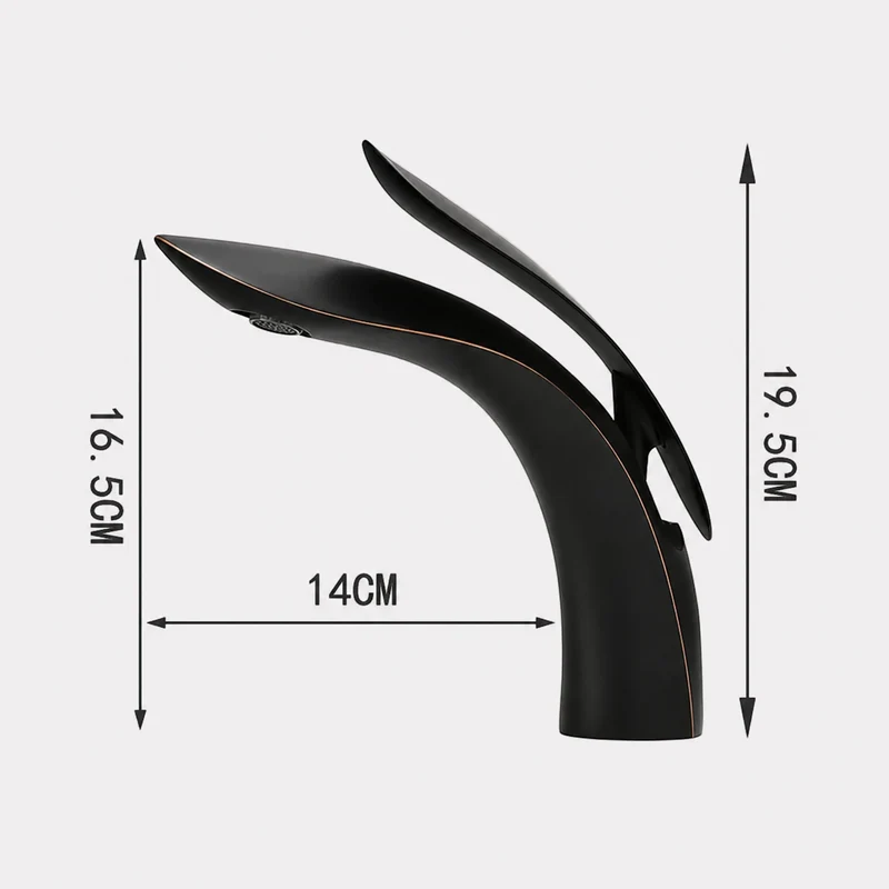 Robinet lavabo salle de bain mitigeur design arrondi - Noir - Laiton