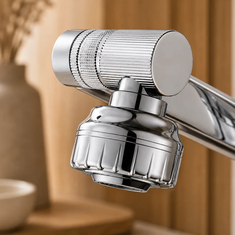 Robinet lavabo salle de bain pivotant rotatif multijet - Argenté - Laiton