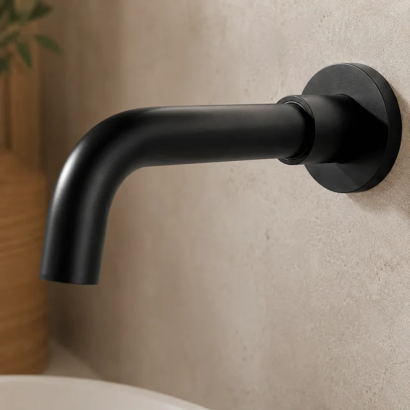 Robinet lavabo salle de bain mural encastrable mitigeur molette - Noir - Laiton