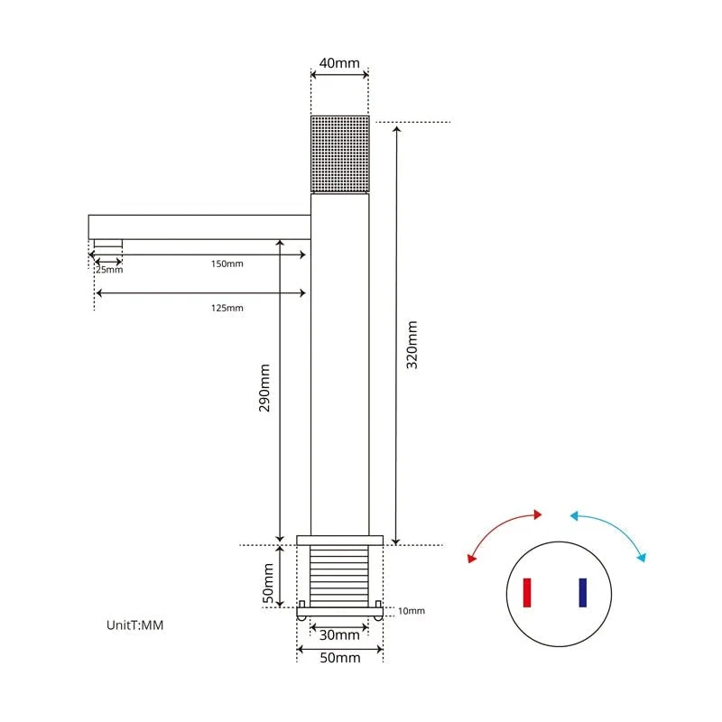 Robinet lavabo salle de bain poignée ronde travaillée - Doré brossé - Laiton