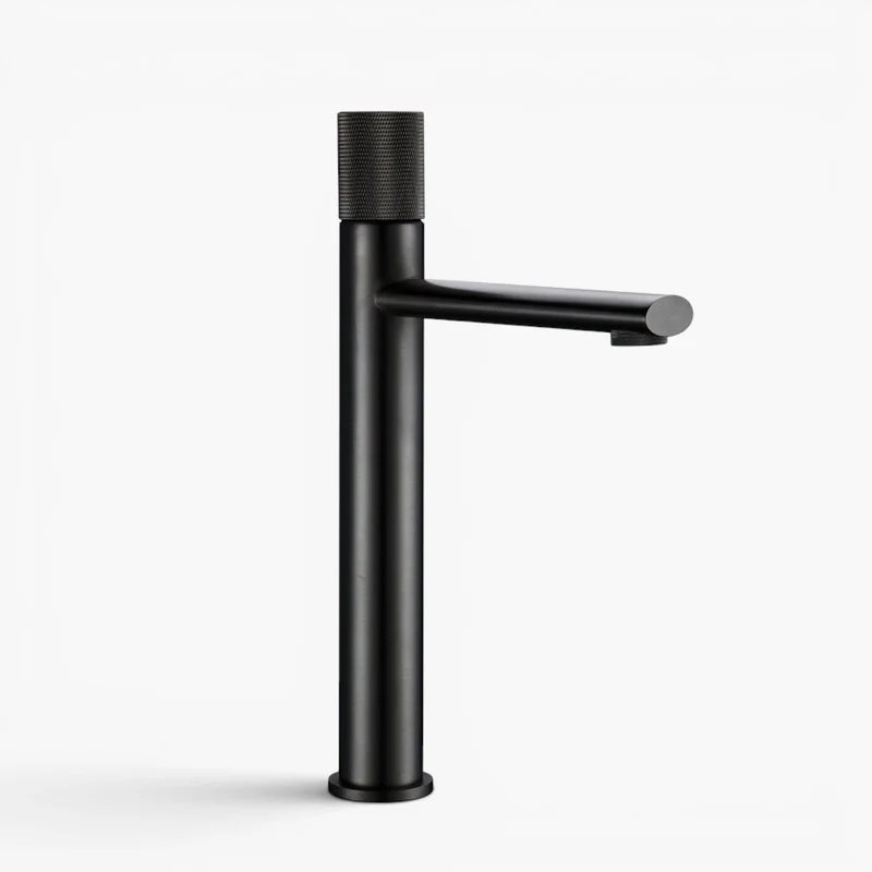 Robinet lavabo salle de bain poignée ronde travaillée - Argenté brossé - Laiton
