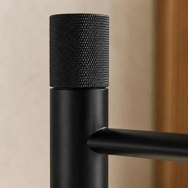 Robinet lavabo salle de bain poignée ronde travaillée - Noir - Laiton