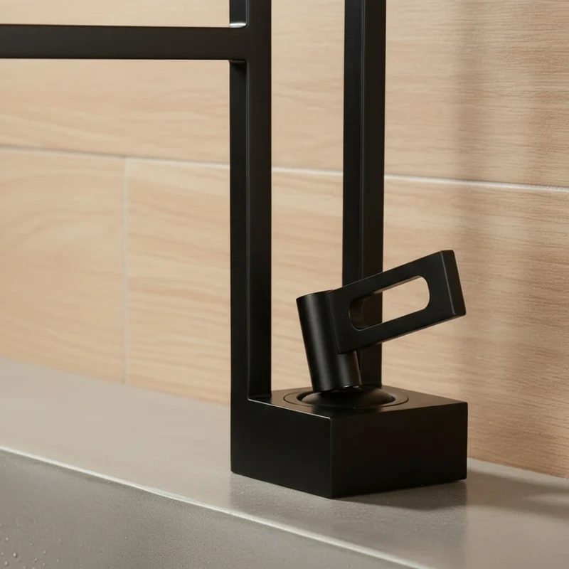Robinet moderne géométrique salle de bain lavabo - Noir - Laiton