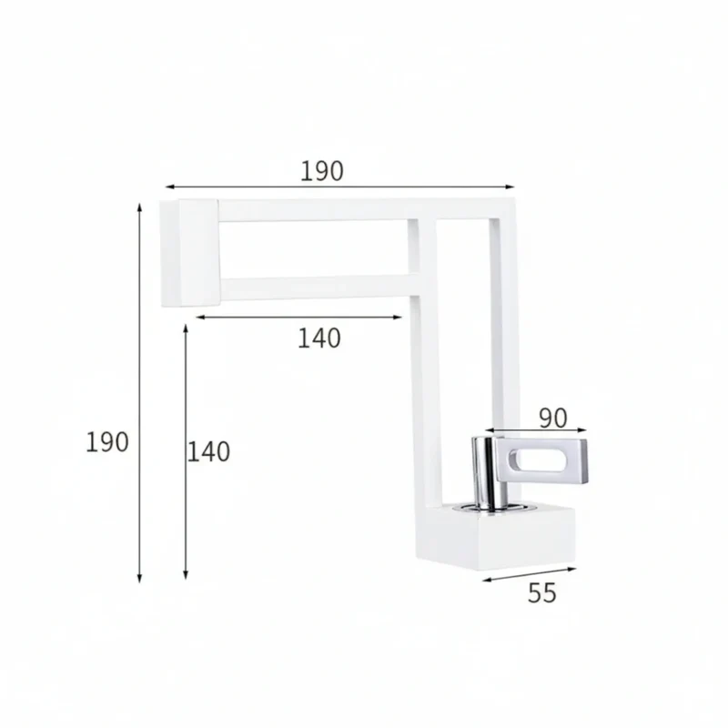 Robinet moderne géométrique salle de bain lavabo - Blanc - Laiton