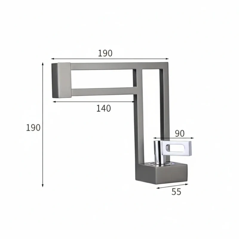 Robinet moderne géométrique salle de bain lavabo - Argenté - Laiton