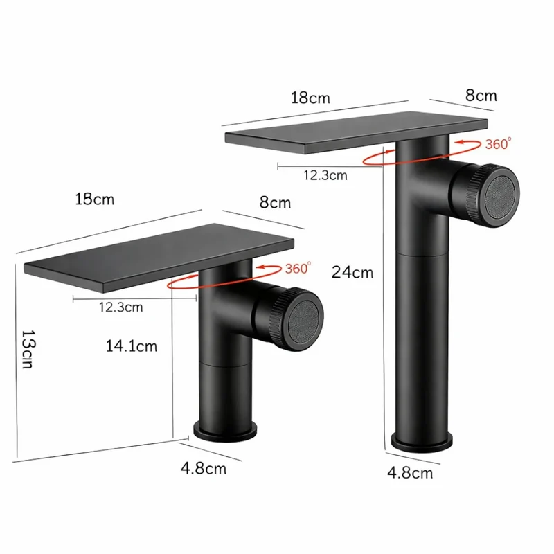 Robinet moderne bec plat mitigeur - Noir - Laiton
