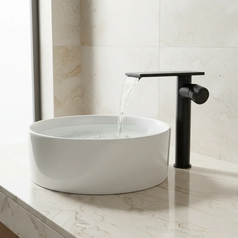 Robinet moderne bec plat mitigeur - Noir - Laiton