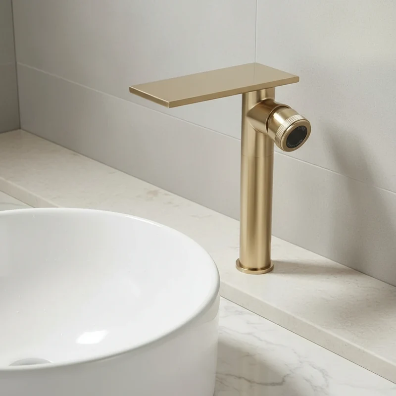 Robinet moderne bec plat mitigeur - Doré - Laiton