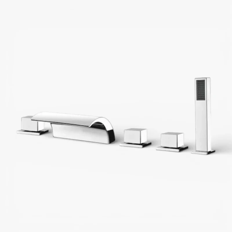 Robinet moderne baignoire salle de bain cascade douchette - Argenté - Laiton