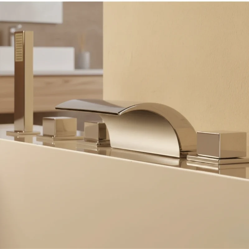 Robinet moderne baignoire salle de bain cascade douchette - Argenté - Laiton