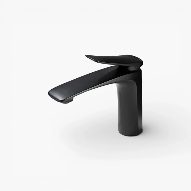 Robinet mitigeur minimaliste lavabo salle de bain - Noir - Laiton