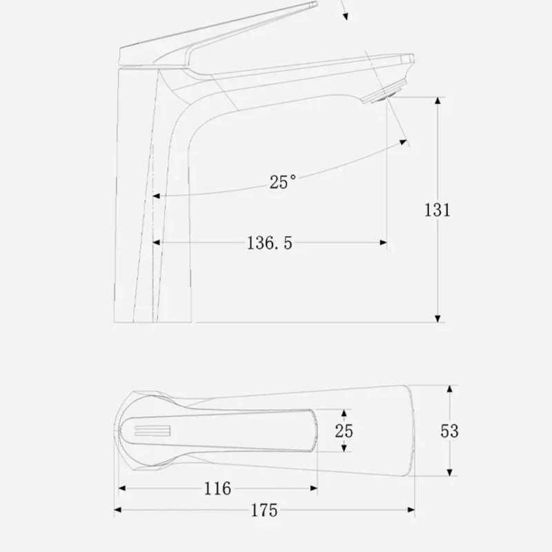 Robinet mitigeur minimaliste lavabo salle de bain - Noir - Laiton