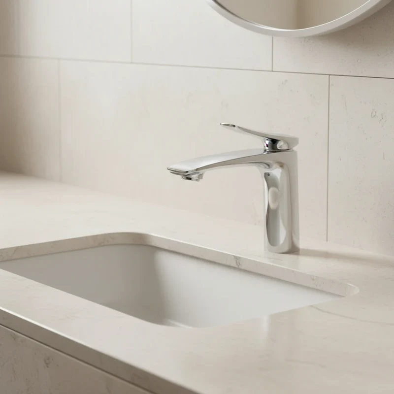 Robinet mitigeur minimaliste lavabo salle de bain - Argenté - Laiton