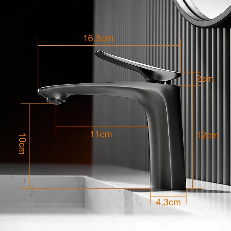 Robinet mitigeur minimaliste lavabo salle de bain - Argenté - Laiton
