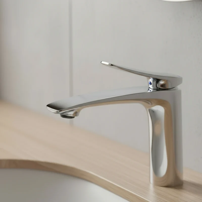 Robinet mitigeur minimaliste lavabo salle de bain - Argenté - Laiton