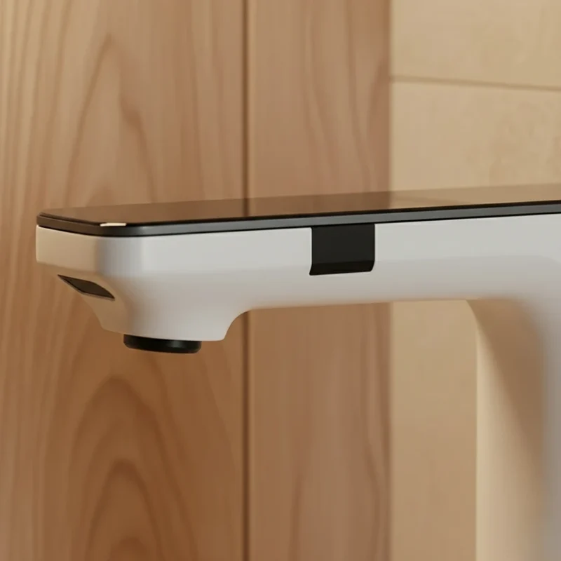 Robinet lavabo tactile affichage thermostatique numérique - Blanc - Laiton