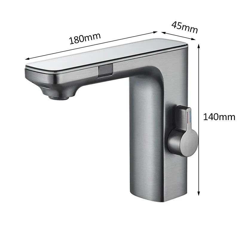 Robinet lavabo tactile affichage thermostatique numérique - Argenté - Laiton