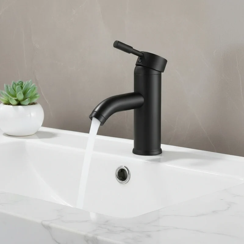 Robinet lavabo salle de bain minimaliste mitigeur - Noir mat