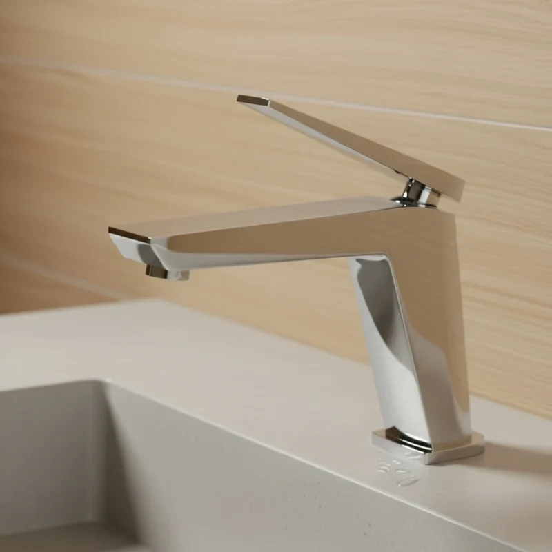 Robinet lavabo salle de bain minimaliste mitigeur - Argenté - Laiton