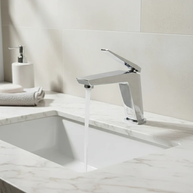 Robinet lavabo salle de bain minimaliste mitigeur - Argenté - Laiton