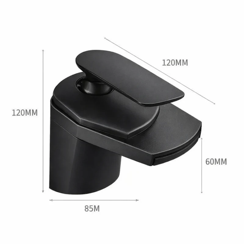 Robinet lavabo salle de bain large design cascade - Noir