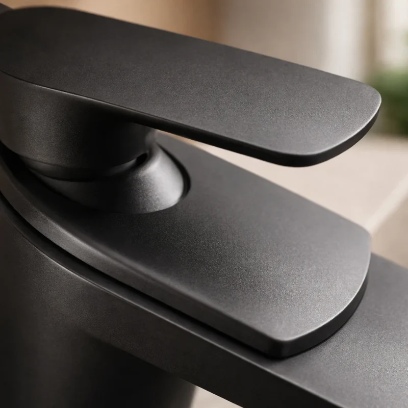 Robinet lavabo salle de bain large design cascade - Noir