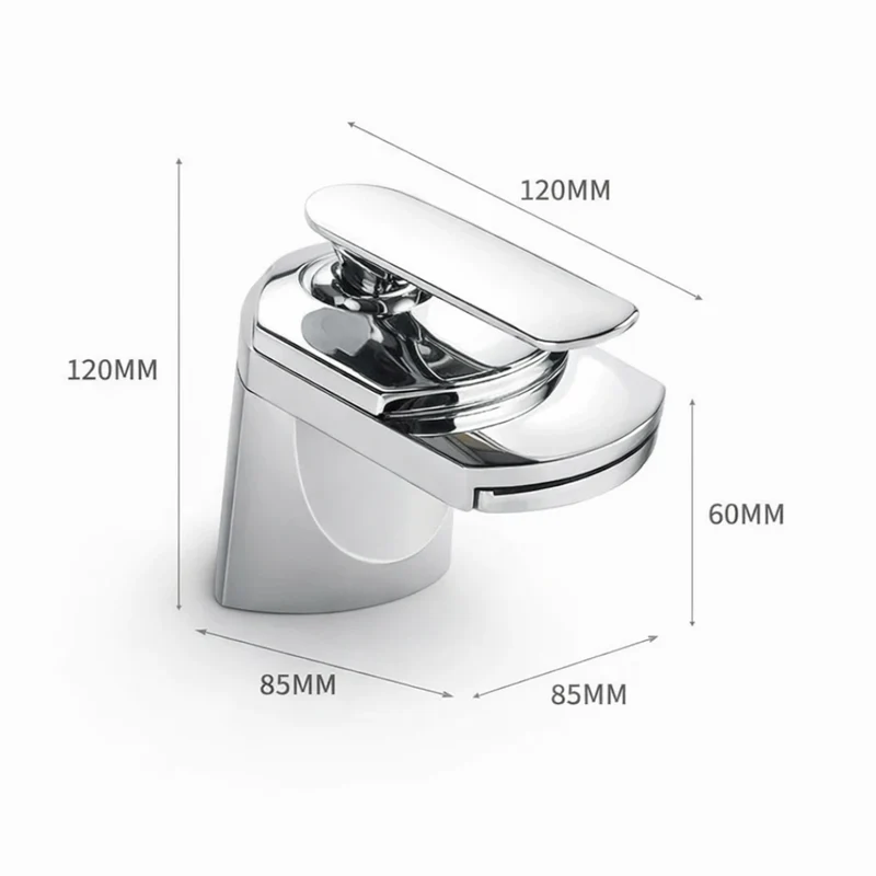Robinet lavabo salle de bain large design cascade - Argenté