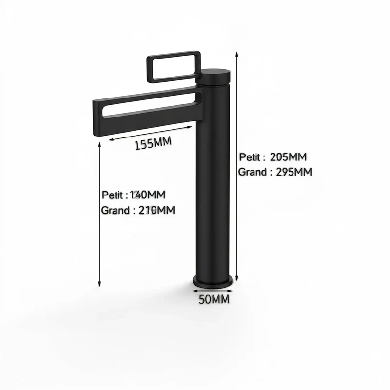 Robinet salle de bain lavabo géométrique - Noir - Laiton