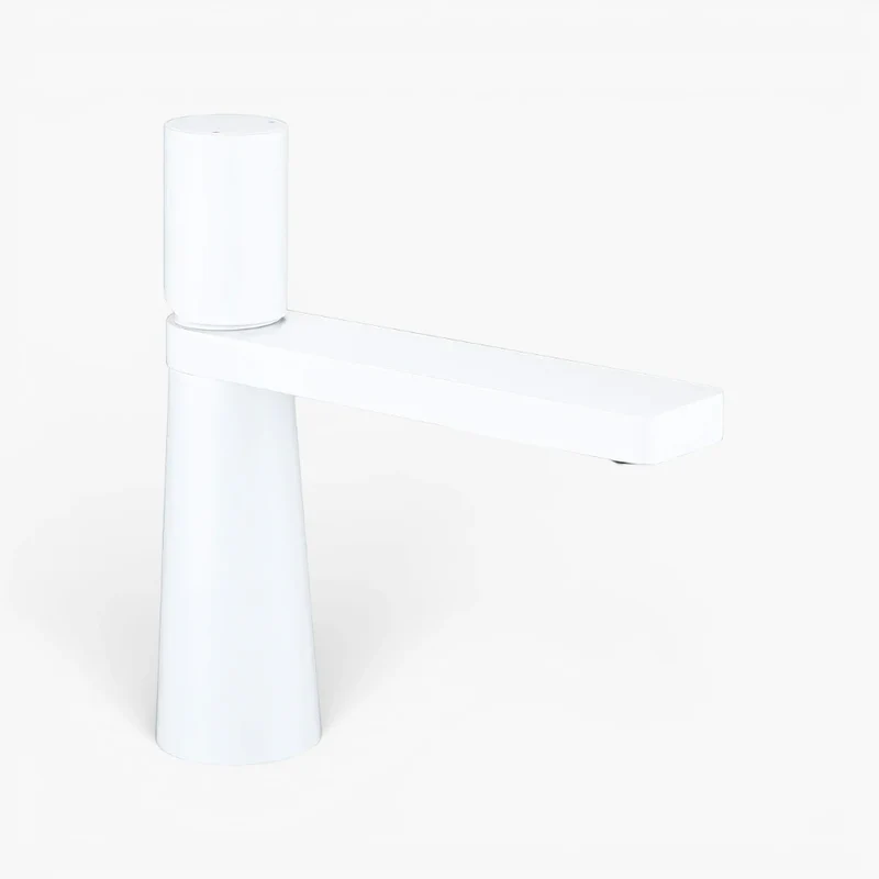 Robinet salle de bain lavabo minimaliste géométrique design - Blanc - Laiton
