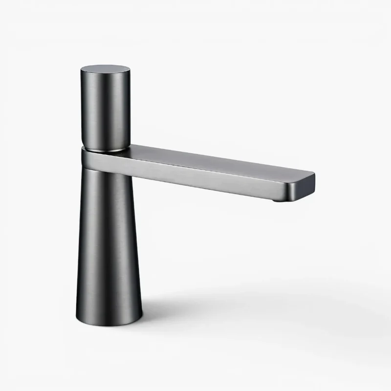 Robinet salle de bain lavabo minimaliste géométrique design - Argenté - Laiton