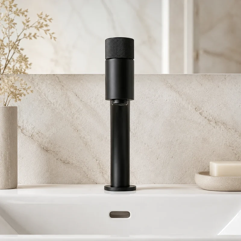 Robinet salle de bain lavabo minimaliste - Noir - Laiton