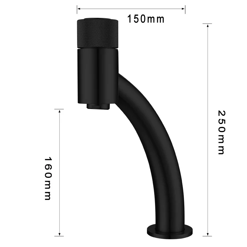 Robinet salle de bain lavabo minimaliste - Noir - Laiton
