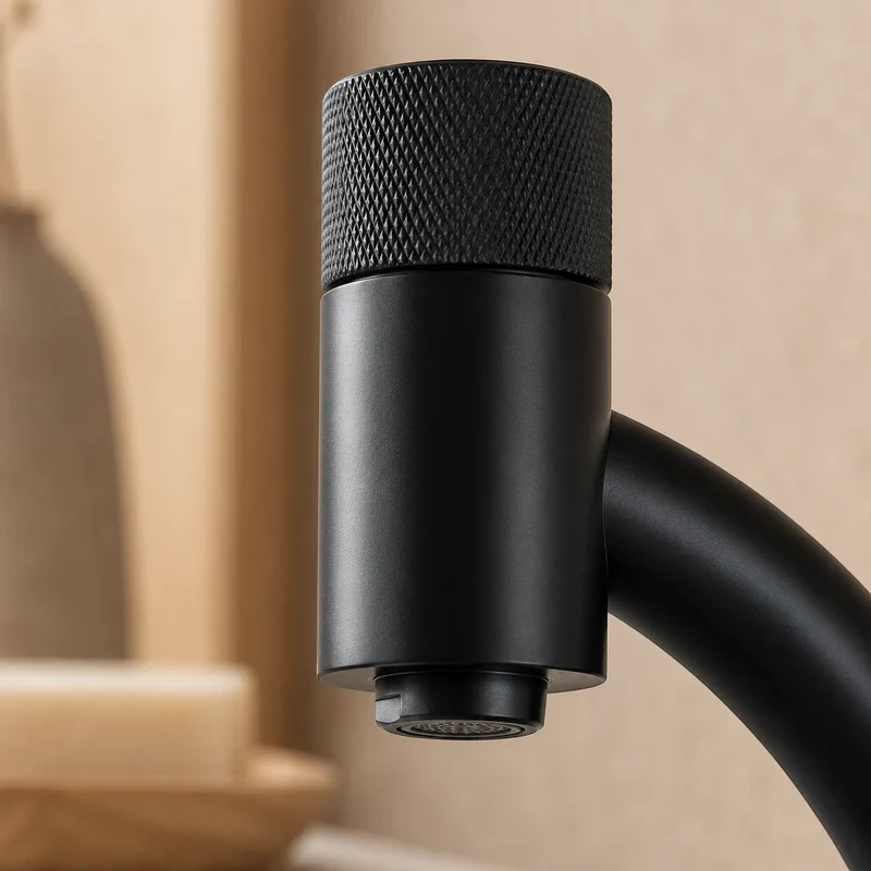 Robinet salle de bain lavabo minimaliste - Noir - Laiton