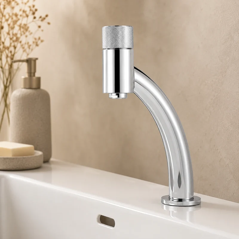 Robinet salle de bain lavabo minimaliste - Argenté - Laiton