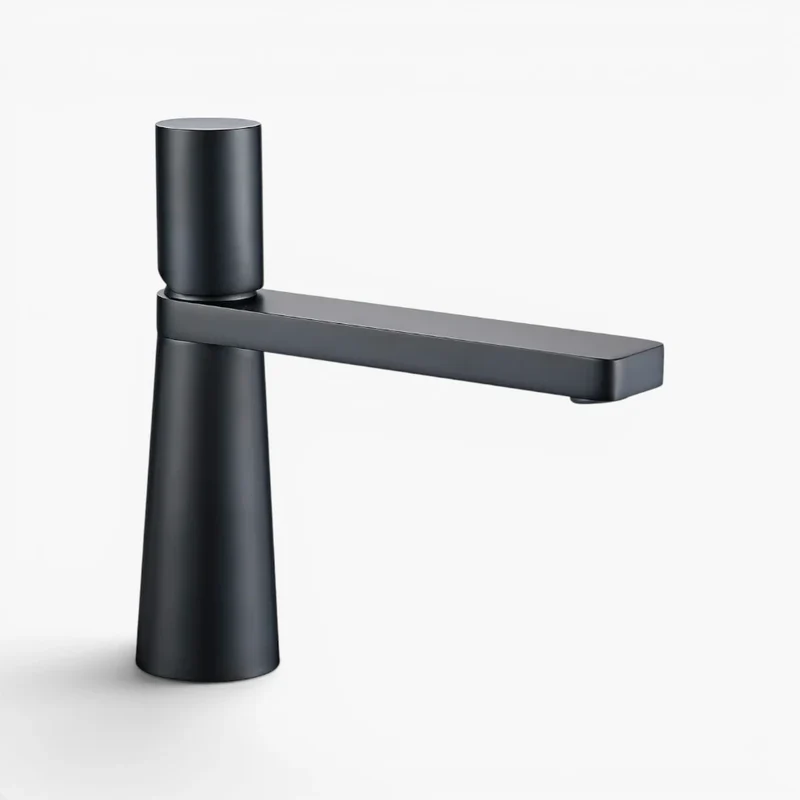 Robinet salle de bain lavabo minimaliste géométrique design - Noir - Laiton