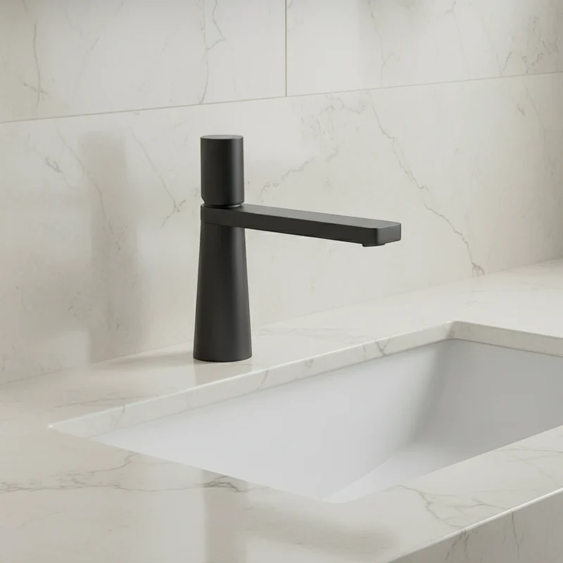 Robinet salle de bain lavabo minimaliste géométrique design - Noir - Laiton