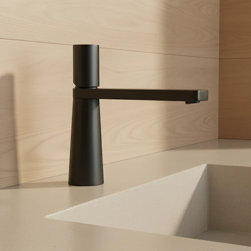 Robinet salle de bain lavabo minimaliste géométrique design - Noir - Laiton
