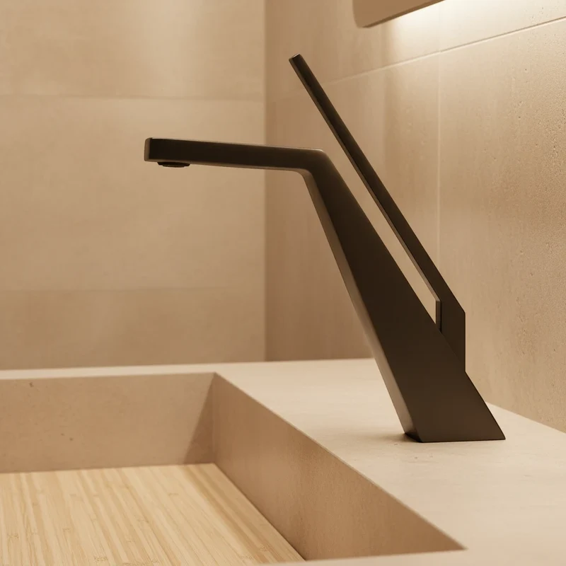 Robinet salle de bain lavabo mitigeur design contemporain - Noir